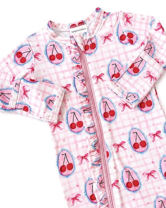 Cherry Ruffle Footie