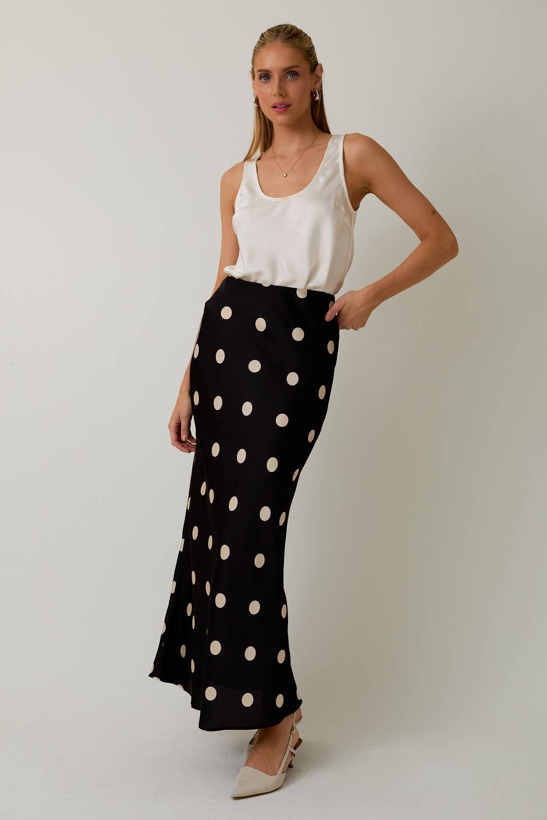 Lidia Dotted Midi Skirt