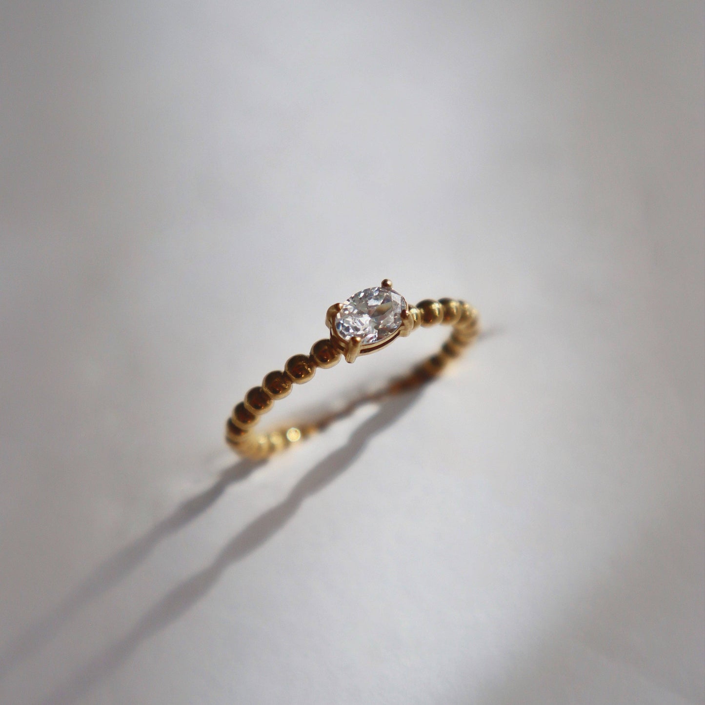 Oval CZ Beaded Ring