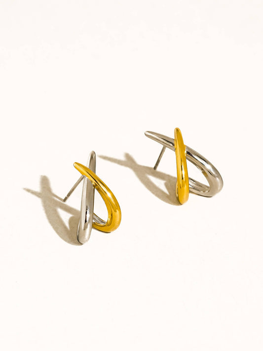 Staven Two Tone Crossover Earrings