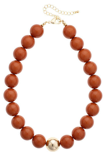 Marjorie Burnt Orange Beaded Necklace