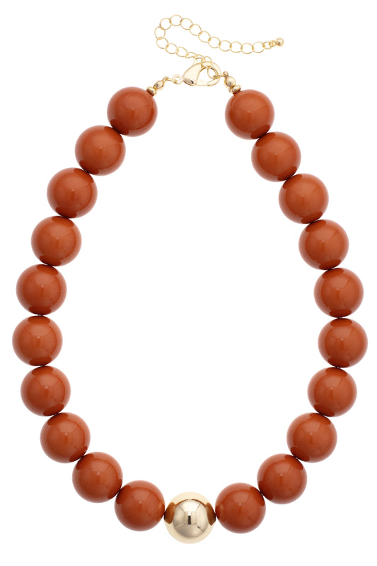 Marjorie Burnt Orange Beaded Necklace