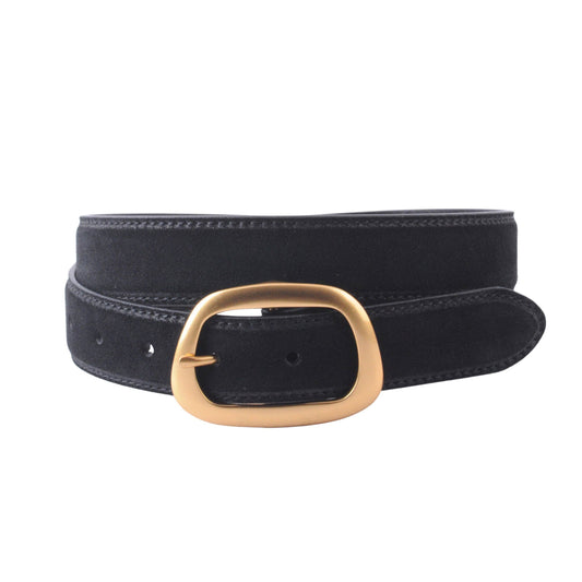 Black Suede Belt with Organic Shape Buckle