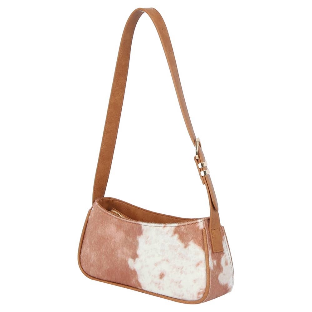 Cow Printed Rectangle Shoulder Bag