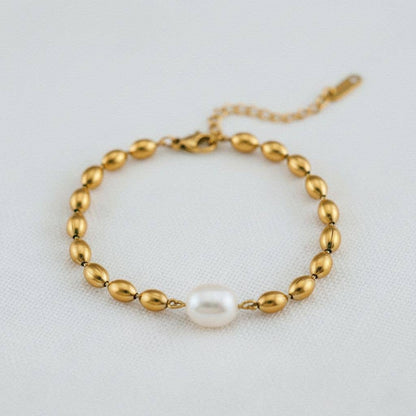 Pearl and Steel Bead Bracelet