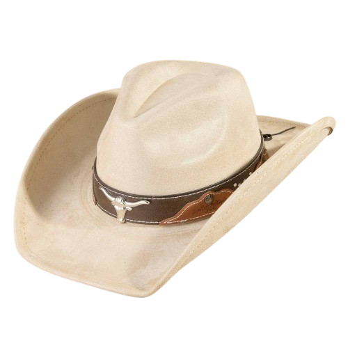 Ivory Longhorn Leather Strap Cowboy Hat