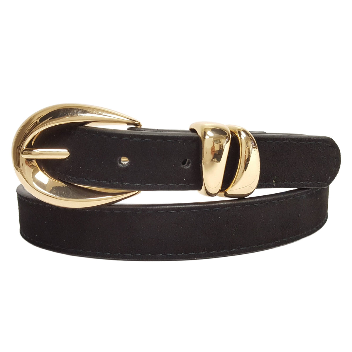 Oval Black Suede Belt