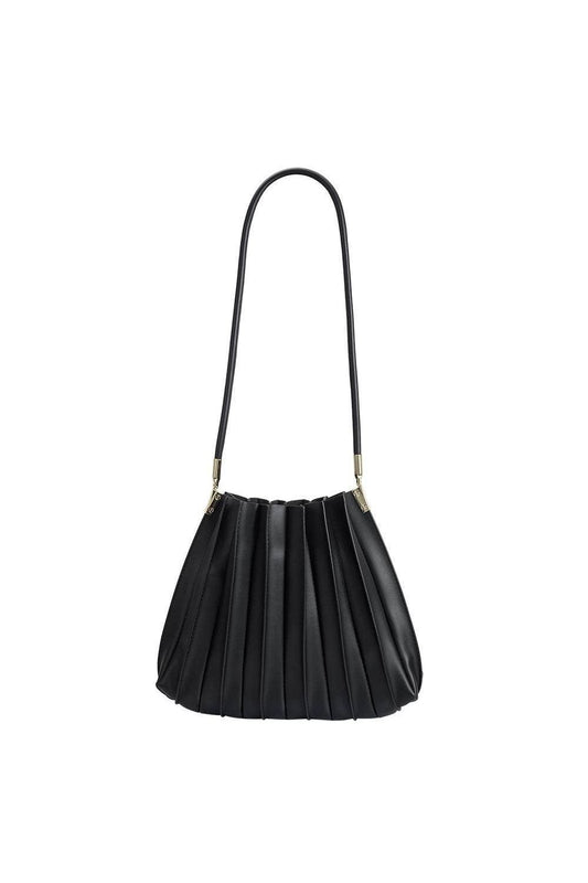 Carrie Black Pleated Vegan Shoulder Bag