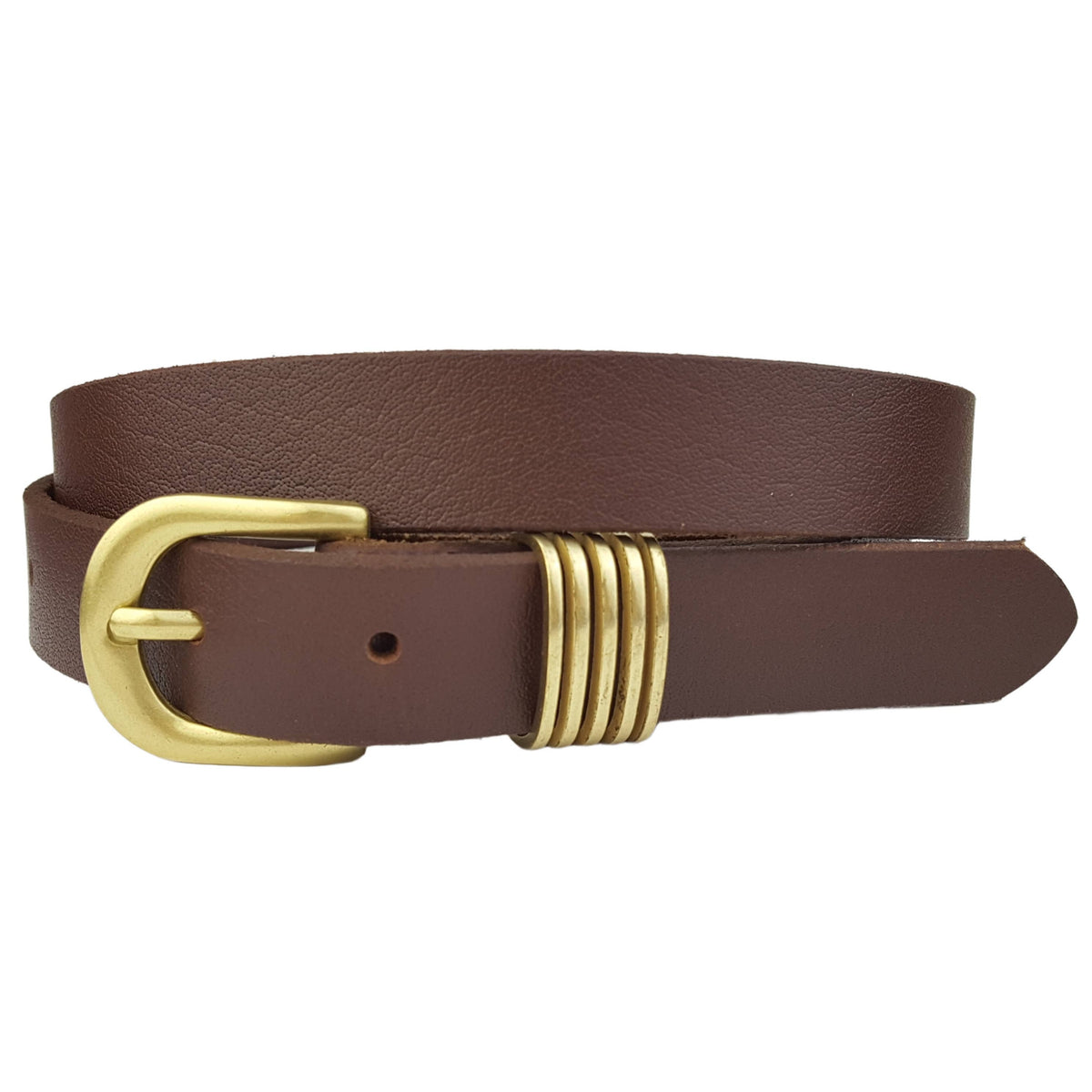 Gold Buckle and Brown Leather Belt