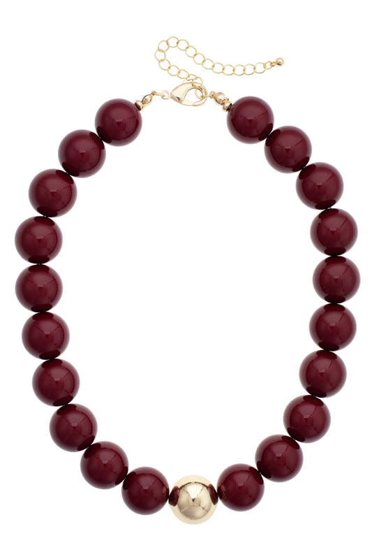 Marjorie Maroon Beaded Necklace