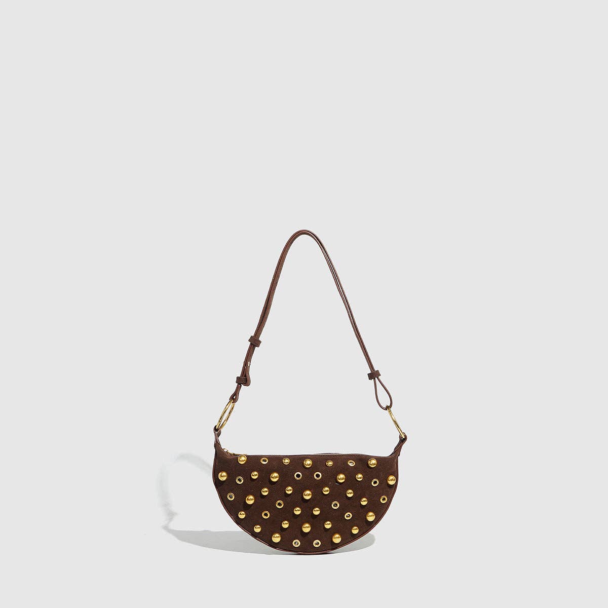 Brown Studded Shoulder Bag