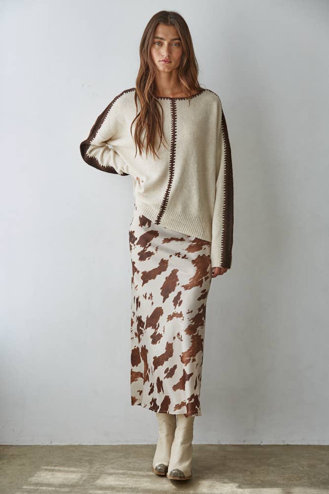 Cow Print Midi Skirt
