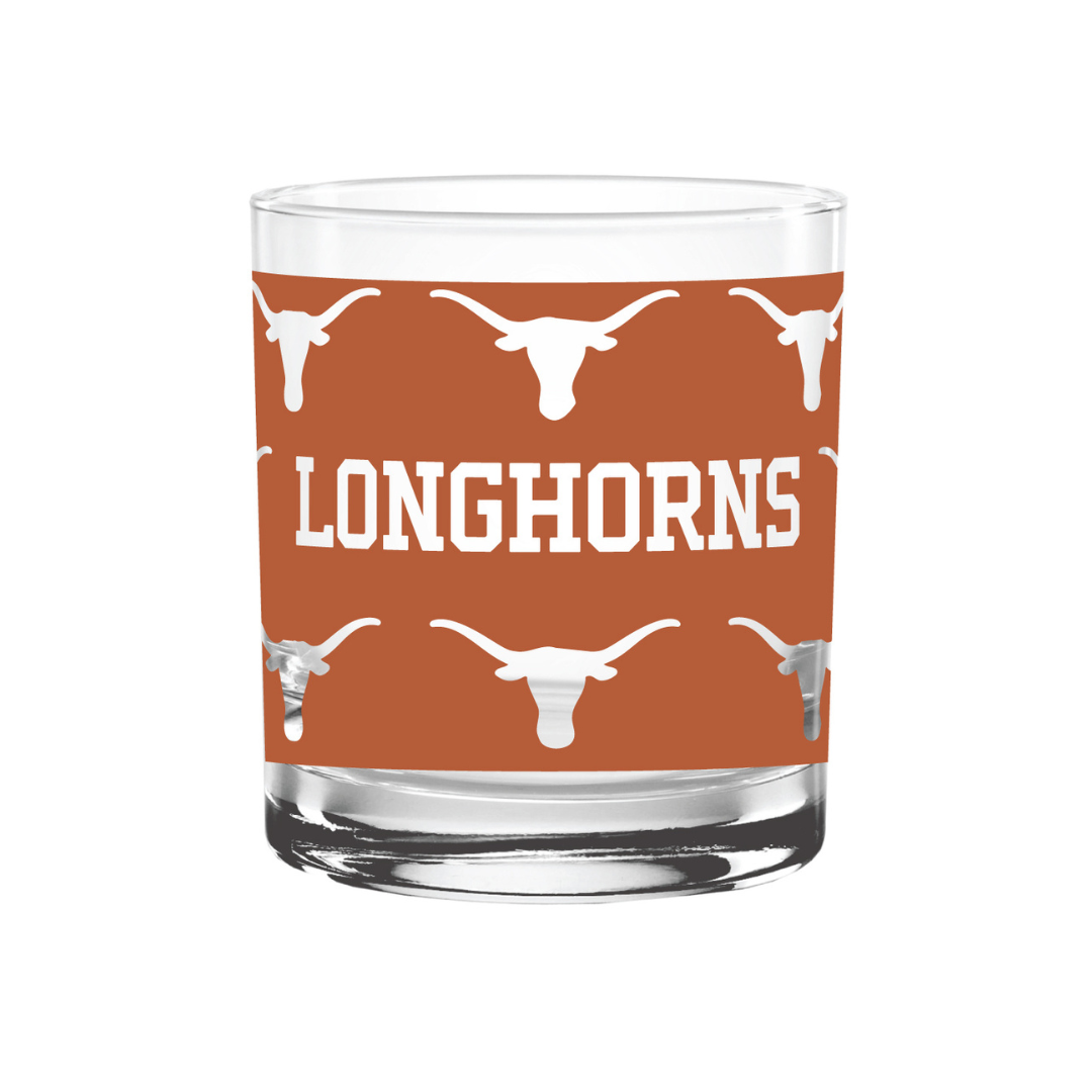 14oz Longhorns Rocks Glass