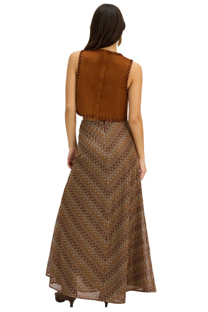 Olive Woven Maxi Skirt