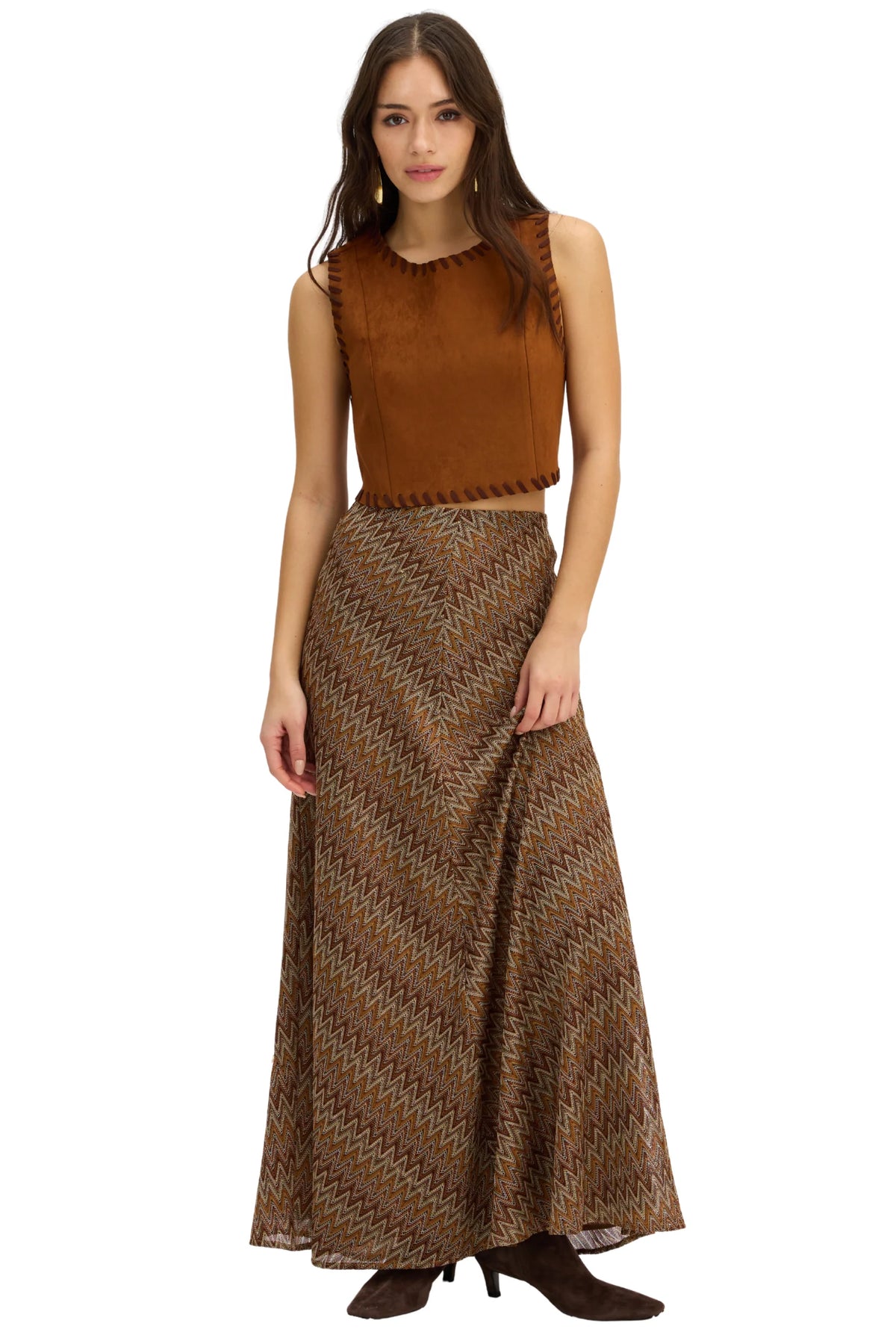 Olive Woven Maxi Skirt